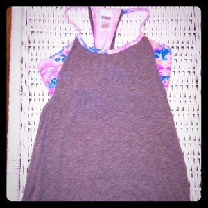 PINK tank  top with attached sports bra
